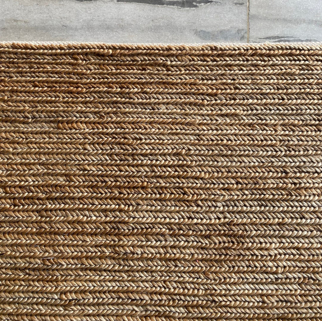Natural Jute Yarn, Hand Woven, Braided Hemp, Chunky, Knit Sumac Rug