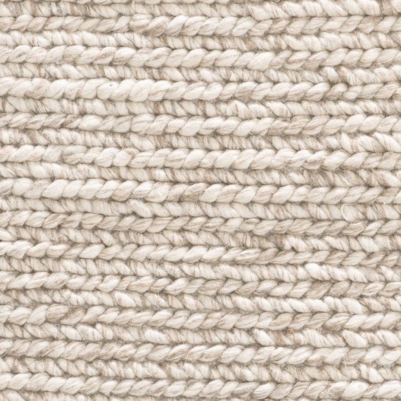 Cream / Grey Hand Woven Chunky Braided Hand Knitted, Modern Style