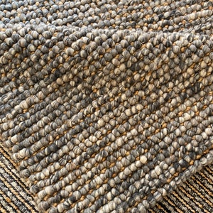 Super Chunky Hand Woven Wool and Jute Rug Rustic Farmhouse Boho Decor, Multiple Sizes, Thick & Thin Loop Indoor Rugs TheBrotherSisterCo image 4