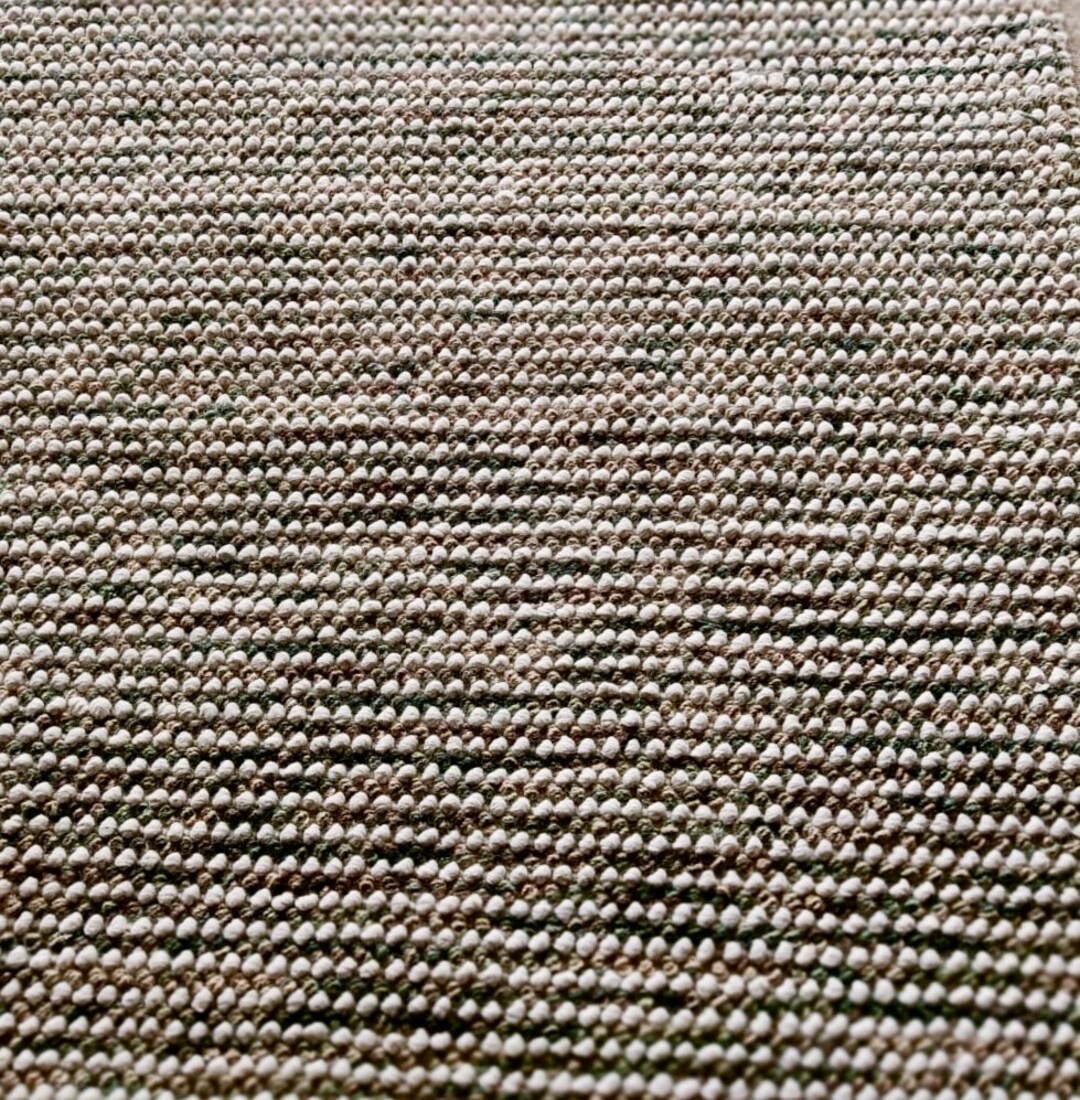 Woven Thread Rug White & Grey Blend Hand Woven Knitted Chunky Loop Thread Wool Area Rug ...
