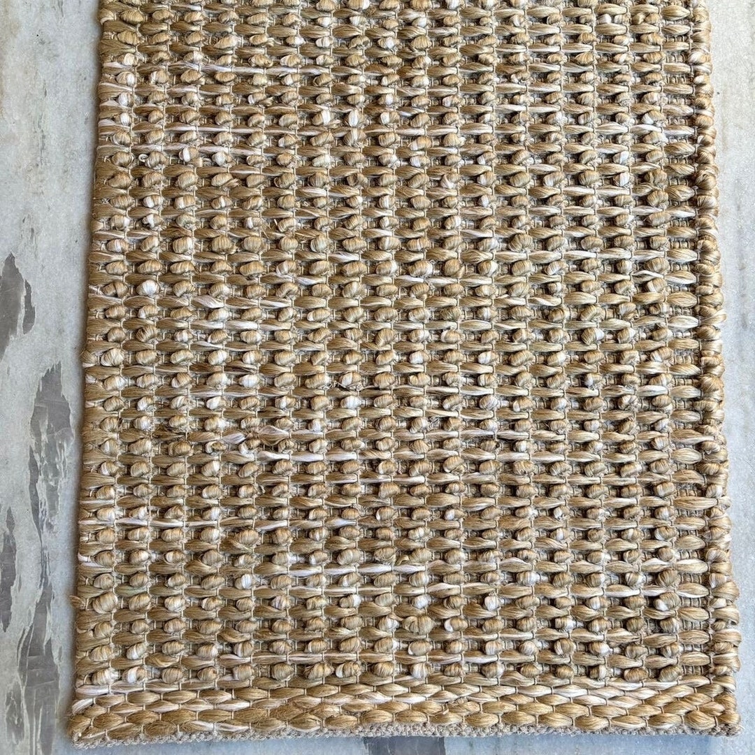 Hand Knotted Jute Hemp Rug, Golden Loop Pile, Sustainable Decor , Eco ...