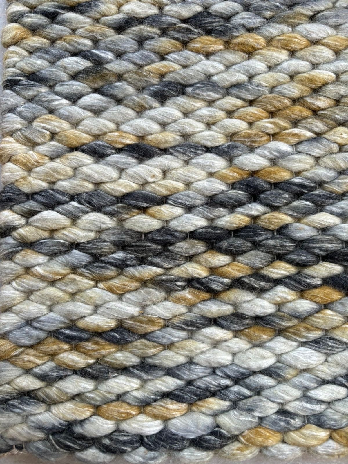 Customizable Chunky Wool Rug in Grey, Mustard & Charcoal - Handcrafted ...