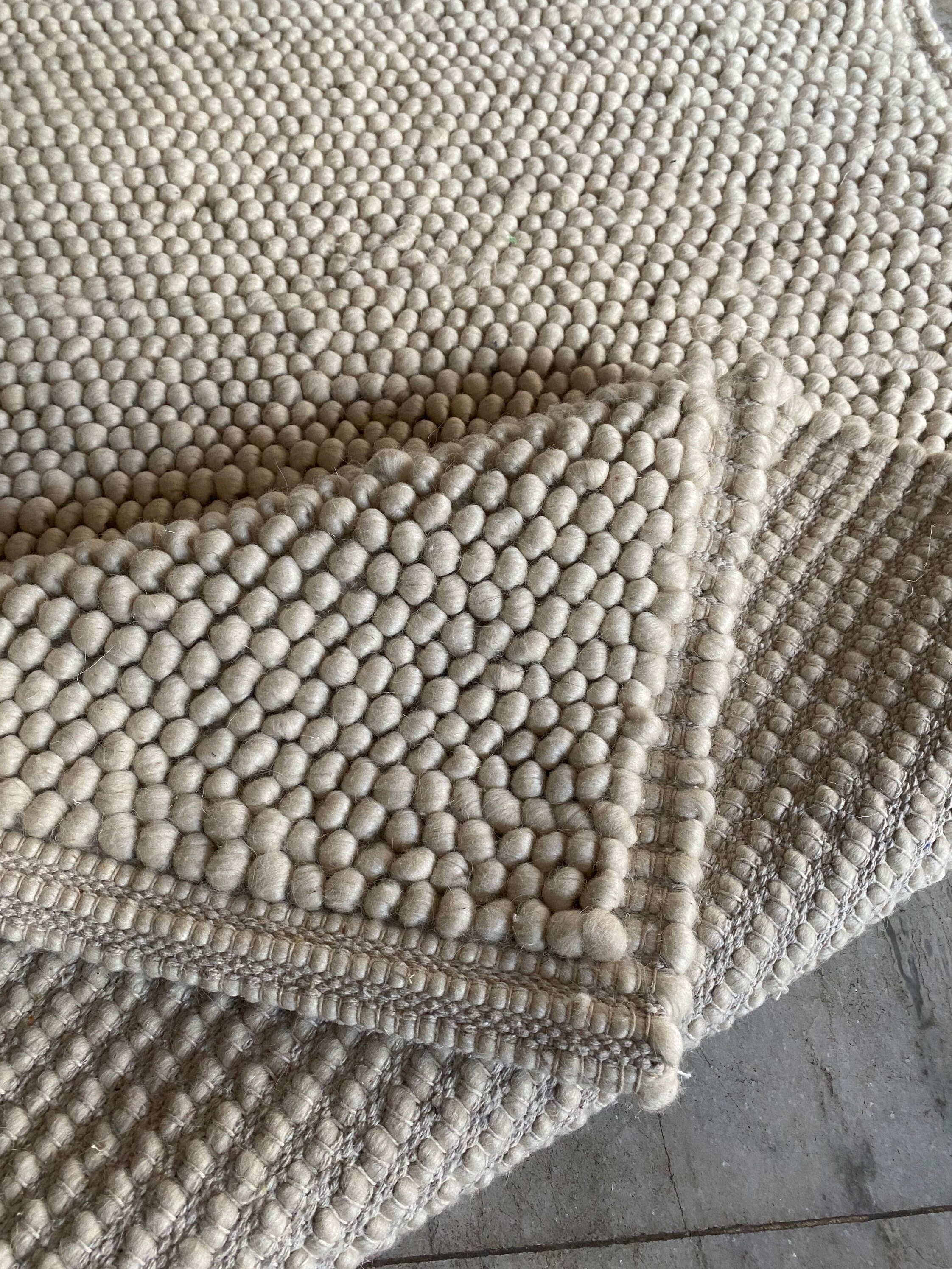 Hand Woven Chunky Loop Wool Area Rug Beige and Silver Etsy