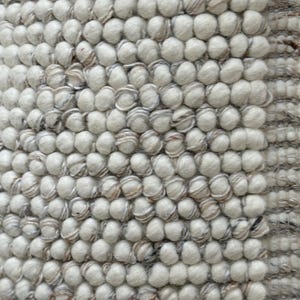 Cozy Cream & Grey, Wool Rug With Custom Options - Handwoven, Chunky ...