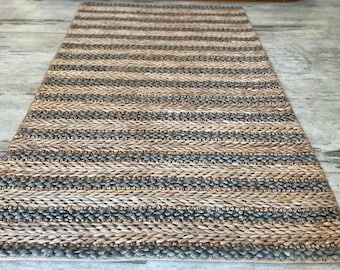 Chunky Knit Fish Eye Jute Rug in Steel Grey - Woven Farmhouse Decor, High Quality Rug, Personalization Available - TheBrotherSisterCo.