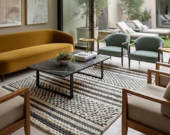Handwoven, Mix Chunky, Wool Rug – Braided Scandinavian Style, Customization Available , Pet Friendly. TheBrotherSisterCo