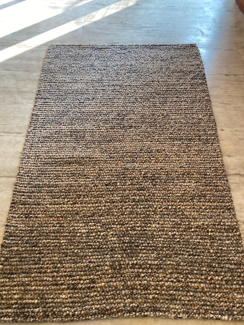 Super Chunky Hand Woven Wool and Jute Rug Rustic Farmhouse Boho Decor, Multiple Sizes, Thick & Thin Loop Indoor Rugs TheBrotherSisterCo image 2