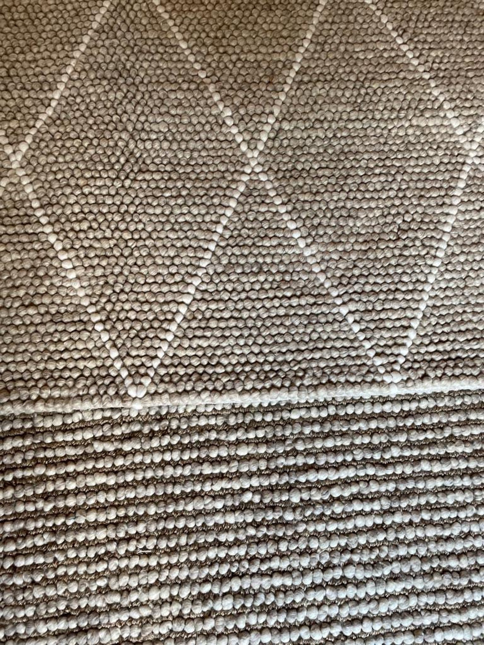 Hand Woven Loop Chunky Rhombus Grey & Beige Wool Area Rug. Etsy UK