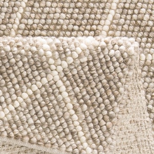 Hand Woven Loop Chunky, Rhombus Grey & Beige Wool Area Rug. Customization Available. rugs for living room modern, rugs for bedroom modern.