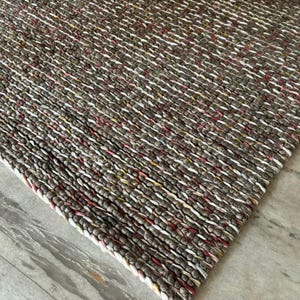 Hand Woven Chunky Wool Rug | Brown & Multi, Boho Decor , Scandinavian High pile modern decor