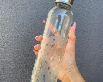 Etched Reusable Glass Water Bottle