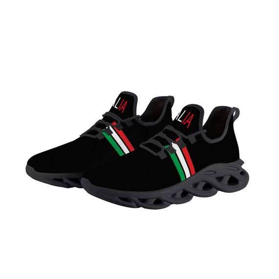 Italia Flex Control Scarpe da ginnastica nere Scarpe con bandiera italiana Idea regalo per gli italiani Regalo per gli amanti dell Italia Scarpe da ginnastica con bandiera italiana Scarpe sportive Ita...