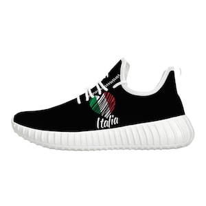 I Love Italy Mesh Knit Sneakers Italian Heart Italy Lovers Italian Flag Sneakers Italian Shoes Italy Flag Gift Idea
