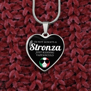 I&#39;m Not Always A Stronza Just Kidding Vaffanculo Heart Necklace Funny Vaffanculo Gift Idea Funny Gitf For Italian Girls Italy Flag Necklace