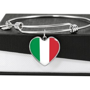 Italian Flag Heart Bangle Italy Flag Bracelet