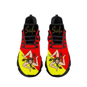 Buty sportowe Sicilian Flag Flex Control - czarne buty z flagą Sycylii Świetny pomysł na prezent dla Sycylijczyków i miłośników Sycylii Buty sportowe z flagą Sycylii Sicilia