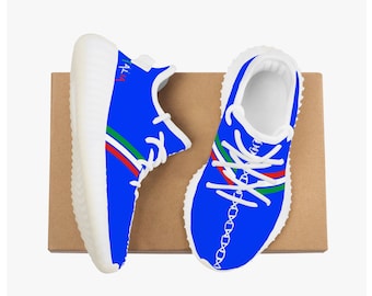 Italia Kids Mesh Knit Sneakers- Blu Italy Flag Kids Youth Sneakers Italian Kids Italian Flag Youth Shoes Italy Flag Mesh Knit Child Youth