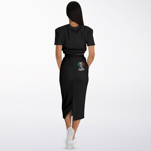 I Love Italy Athletic Crooped Short Sleeve Sweatshirt + Long Pocket Skirt Italy Flag Italian Heart Gift Idea For Italian Girls Italy Lovers