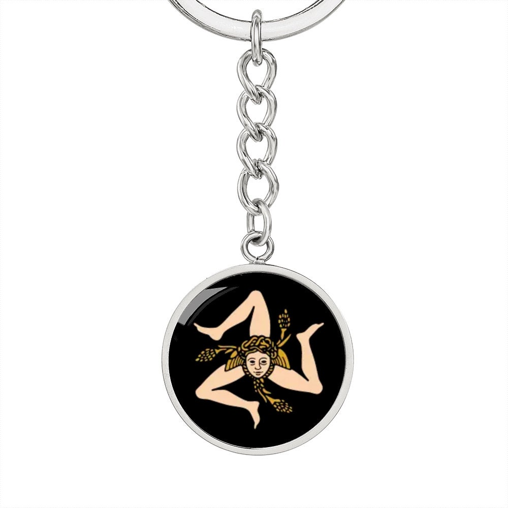 Italian Flag With Sicilian Trinacria Key Chain Italian Flag With Sicilian Trinacria Key Chain