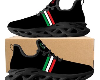 Italia Flex Control Black Sneakers Italy Flag Shoes Gift Idea For Italians Italy Lovers Gift Italian Flag Sneakers Italy Sport Shoes