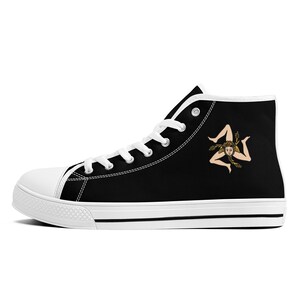 Sicilian Trinacria  High-Top Canvas Shoes Sicily Sneakers Original Gift Idea For Sicilians And Sicily Lovers Sicilian Flag Sneakers Sicilia