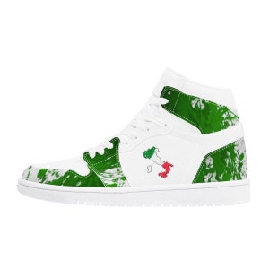Italië Vlag Kaart Verf Kunst Hoge Top Lederen Sneaker Cool Gift Idee Voor Italianen Italië Vlag Schoenen Italiaanse Vlag Cadeau Italië Liefhebbers Italië Vlag Kaart