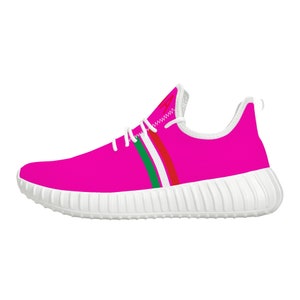 Italia Mesh Knit Sneakers - Pink Edition Italian Flag Sneakers Gift Idea For Italians Italy Flag Shoes Italia Sneakers