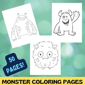 50 Printable Monster Pages | Monster Coloring Book | Monster Coloring | Monster Coloring Pages