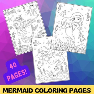 40 Printable Mermaid Coloring Pages | Mermaid Coloring Book | Mermaid Coloring | Fun Coloring pages