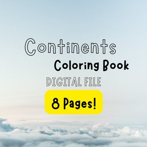 8 Printable Continents Coloring Pages | Continents Coloring Book | Continents Coloring | Continents Coloring Pages
