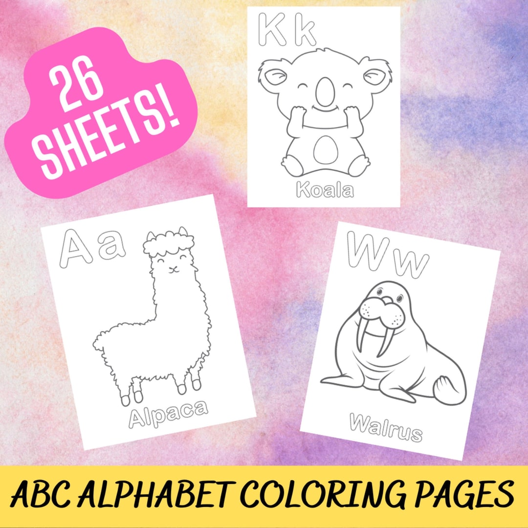 26 Printable Alphabet Coloring Pages Alphabet Coloring Book Etsy
