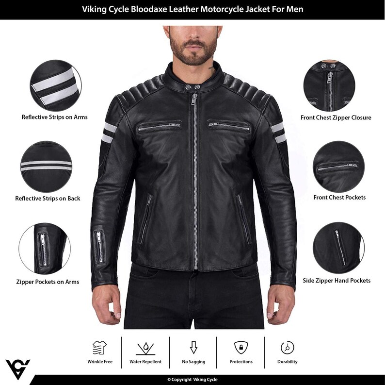 Black Vintage Custom Motorbike Leather jackets for Men Black Men/'s Leather jackets with Armor Protection