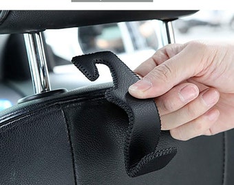 2 PCS Premium Leather Car Hook Hanger/Back Seat Head Rest Storage Organizer /For Hanging Purses and Bags and Coats