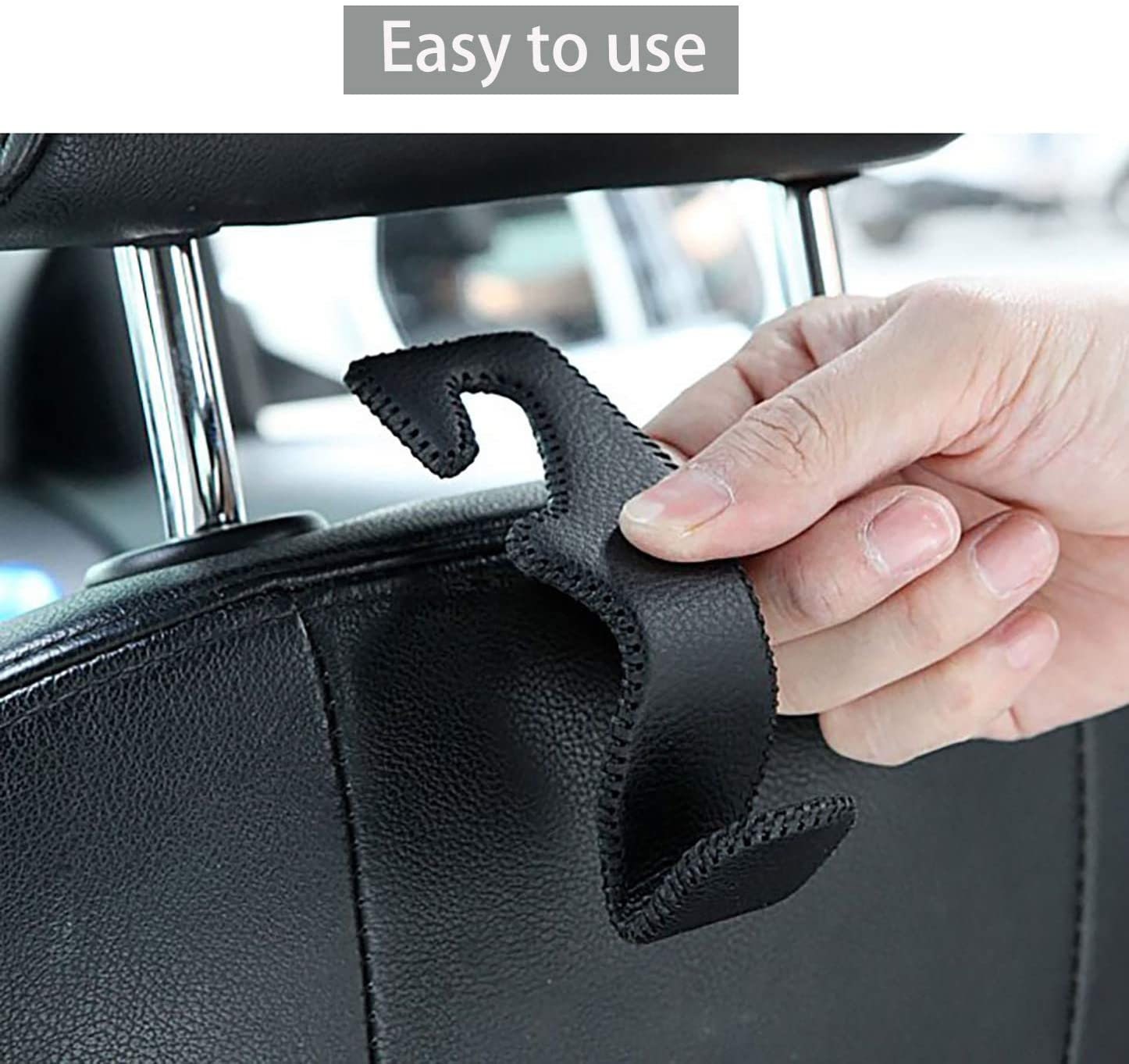 2 PCS Premium Leather Car Hook Hanger/Back Seat Head Rest Storage Organizer /For Hanging Purses and Bags and Coats