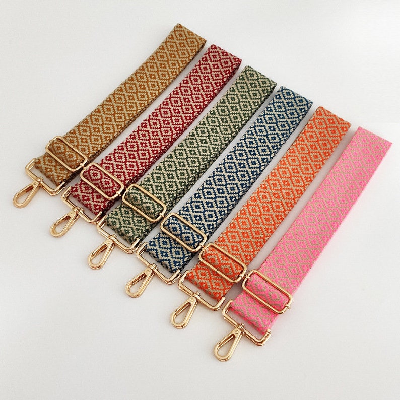 Colourful Cotton Canvas Crossbody Bag Strap, Purse Bag Replacement Strap ,Shoulder Purse Strap image 1