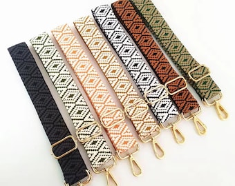 Colourful Cotton Canvas Crossbody Bag Strap, Purse Bag Replacement Strap ,Shoulder Purse Strap