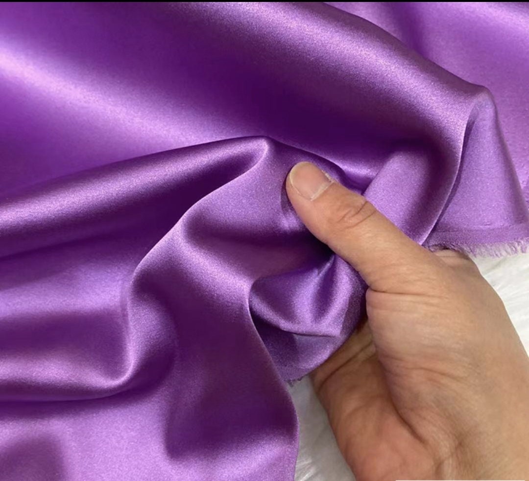 Pure color silk Light purple fabric Stretch Silk Satin Width | Etsy