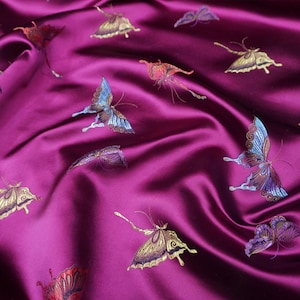 Fashion Colorful Butterflies Pattern Brocade Satin Fabric Width 45 inch By the Meter