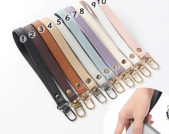 2 PCS Leather Mini Clutch Bag Handle,PU Leather Wristlet Strap For Wristlet Wallet,Replacement Wristlet Strap Handle for Zip Pouch