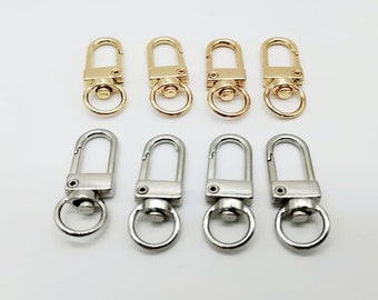 10 Stück drehbarer Metallverbinder für Schlüsselanhänger und Zubehör, Gold / Silber-Clip, Karabinerverschluss, Riemen für Geldbörsen-Clip, 3.5CM