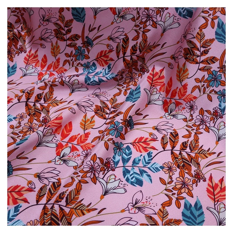 Digital printing Stretch Silk Satin Fabric Width 42 inch 19 mm By the Yard or Meter