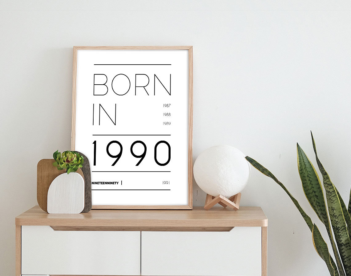 Born in 1990 Print 1990 Birthday Print Born in 1990 Poster Etsy UK