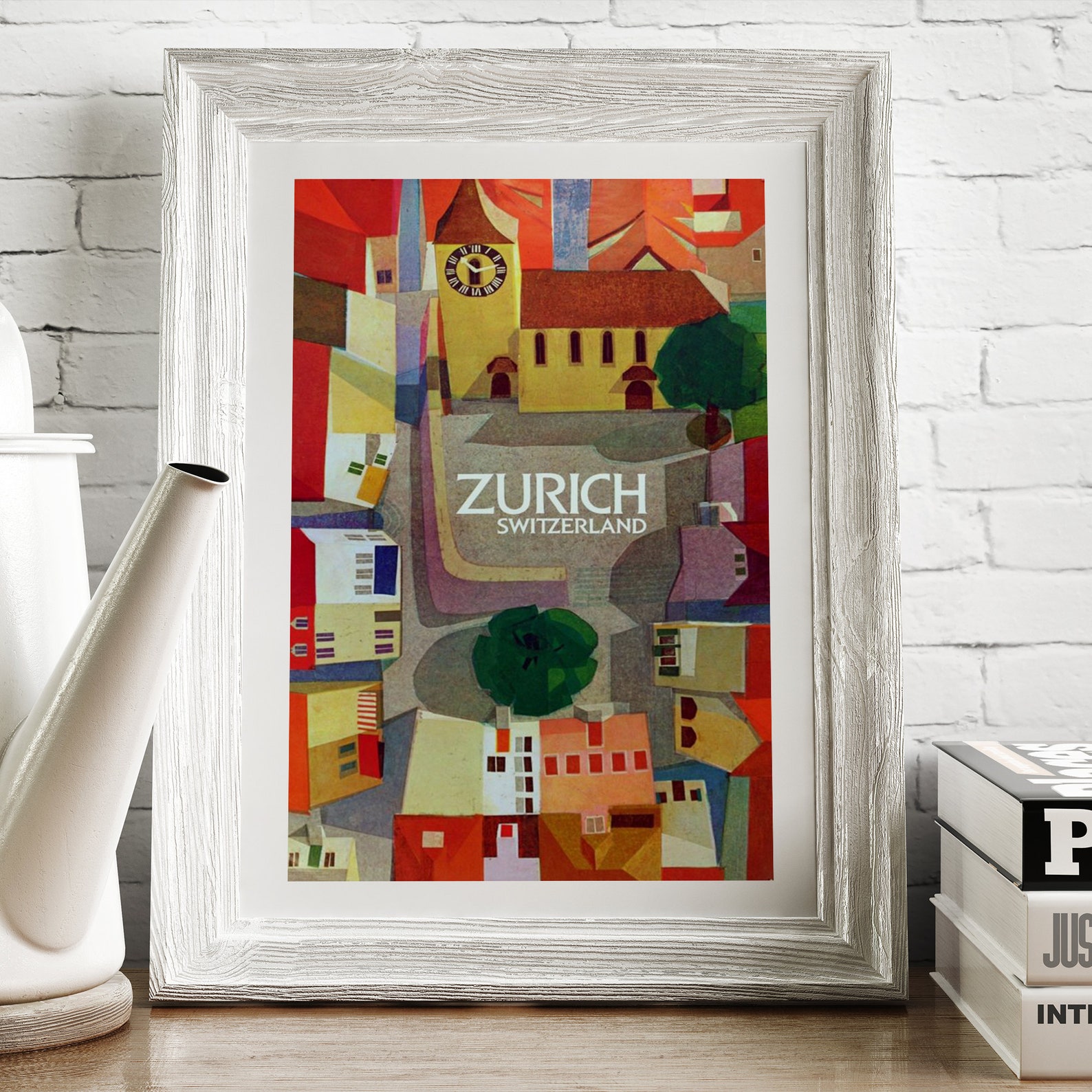 Vintage Zurich Travel Poster Colour Poster Print Etsy