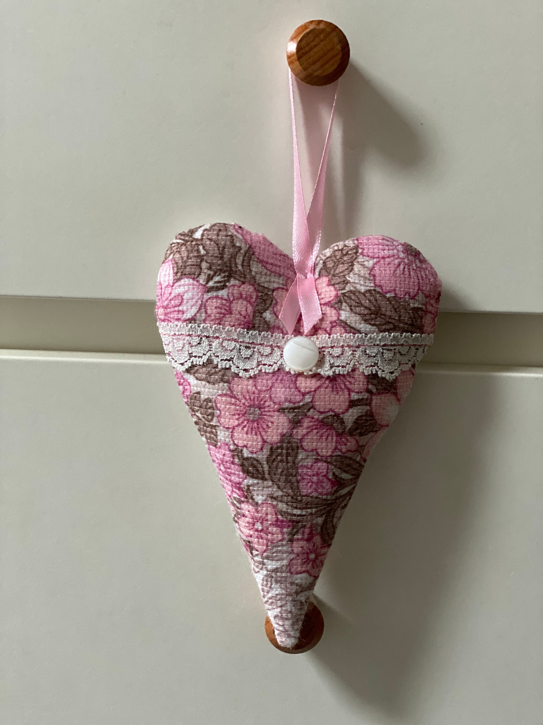 Fabric hanging heart made from vintage fabric Etsy