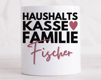 Haushaltskasse Spardose personalisiert für Familien mit Namen Sparbüchse Geld Geschenk Sparschwein Keramik