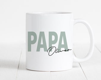 Papa Tasse Keramik Personalisiert mit Namen Verschiedene Farben Vater Geschenk Geburtstag Vatertag Vatertagsgeschenk