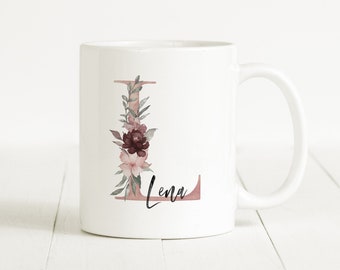 Tasse Personalisiert Buchstabe Blumen Name Namensgeschenk