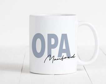 Opa Tasse Keramik Personalisiert mit Namen Verschiedene Farben Großvater Geschenk Geburtstag Vatertag Vatertagsgeschenk