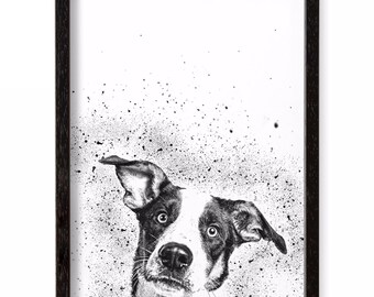 Hundeportrait personalisiert nach Foto Hunde Portrait für Hundebesitzer Geschenk Hundeposter