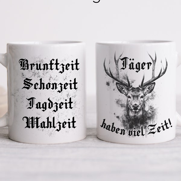 Jäger Geschenk Jagd Tasse mit Hirsch und lustigem Spruch Jagdgeschenk